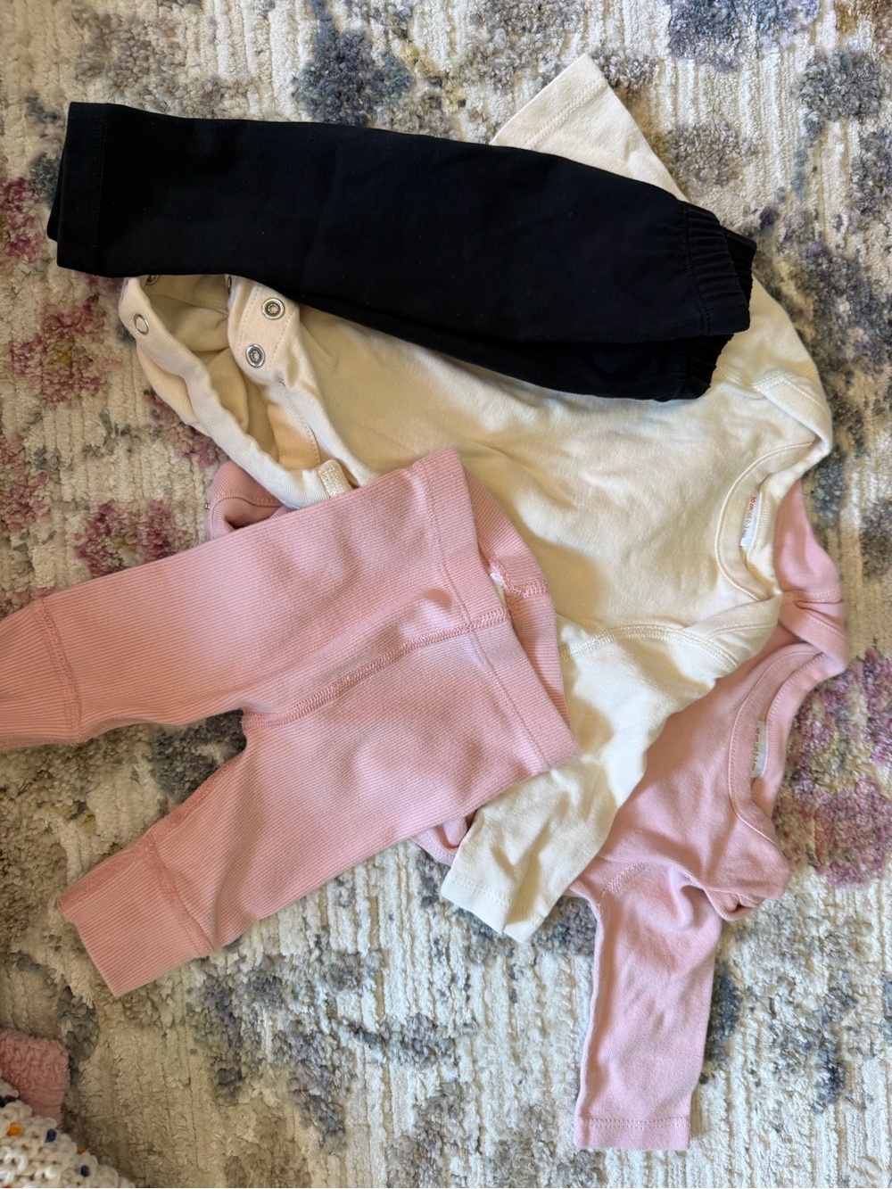 Hannah Andersson onesies and pants Pink and Black Bottoms - Soft Ribbed Pants